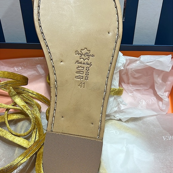 Custom Made Emanuela Caruso Velvet Lace-up Sandals made in Capri Italy - NIB - Picture 4 of 8